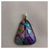 Multi-color Dichroic Glass Triangle Pendant