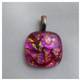 Red And Pink Dichroic Glass Pendant