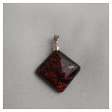 Red And Black Dichroic Glass Pendant