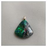 Green And Black Dichroic Glass Triangle Pendant