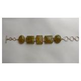 Yellow Flower Dichroic Glass Bracelet, .925 Silver
