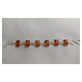 Amber Dichroic Glass Bracelet, .925 Silver