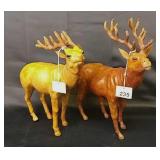 Leather Elk Figurines - 2 Large, Appx 11"