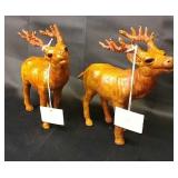 Leather Elk Figurines - 2 Small 6.5"
