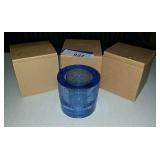 Blue Snowflake Heavy Glass Candle Holders