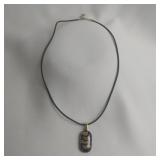 Dichroic Glass Pendant On Smooth Black Cord, 18"
