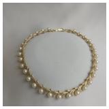 Gold-colored Branch And Faux Pearl Necklace, 16"