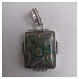 Green And Gold Swirl Design Dichroic Glass