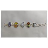 Multi-color Dichroic Glass Bracelet, .925 Silver