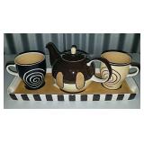 Brown Tea Set For 2