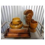 Assorted Wood Décor, Mortar And Pestle, Bowls