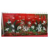 4-pc Lacquered Wood Asian Wall Décor, Inlaid