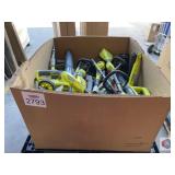 assorted RYOBI and Black and Decker tools