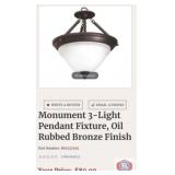 New 5 pcs; Monument 3-Light Pendant Fixture, Oil