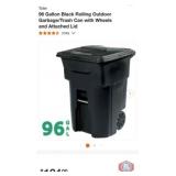 New 5 pcs; Toter 96 Gallon Black Rolling Outdoor