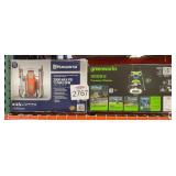 2 pcs; assorted Husqvarna and Greenworks electric