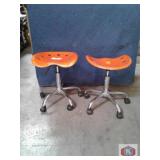 Stools vibrant orange backless stools heavy duty