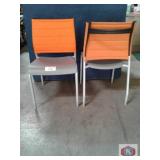 Side chairs, mid back upholstered seat in orange