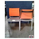 Side chairs, mid back upholstered seat in orange