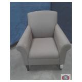 Settee high reclined back with plush cushion on
