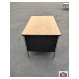 Desk Metal Frame, one pedestal, wooden like top,