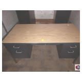 Desk, Metal frame wood like top, two pedestal 5