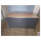 Desk Metal Frame, one pedestal, wooden like top,