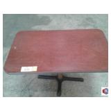 table wood surface, metal pedestal black with 4