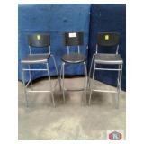 Bar stools, metal frame polyurethane back and