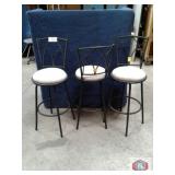 Stool round white upholstered seat, metal