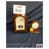 Bulova clock set of two wood encased clocks, may