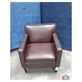 leather like side chair mid back high brown color