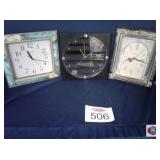 set of 3 clocks, knight table or desk, colorful