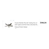 New 2 pcs; Hunter Builder Plus 52' Ceiling Fan w/