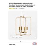 New 4 pcs; Rattan Lantern Ceiling Pendant Brass -