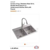 1 pcs; KOHLER Cursiva 18 ga. Stainless Steel 33
