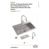1 pcs; KOHLER Cursiva 18-Gauge Stainless Steel 33