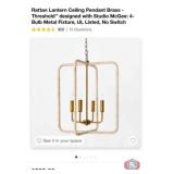 New 4 pcs; Rattan Lantern Ceiling Pendant Brass -