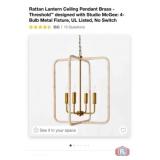 New 4 pcs; Rattan Lantern Ceiling Pendant Brass -