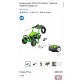 2 pcs; Greenworks 3000 PSI Electric Pressure