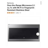 1 pcs; Samsung Over-the-Range Microwave 2.1 cu.