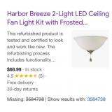 New 8 pcs; Harbor Breeze 2-Light LED Ceiling Fan