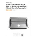 1 pcs; Glacier Bay Bratten 33 in. Drop-In Single