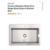 1 pcs; KOHLER Cursiva Stainless Steel 33 in.