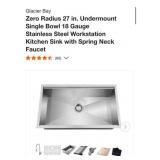 1 pcs; Glacier Bay Zero Radius 27 in. Undermount