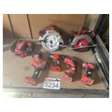 7 pcs; mix Milwaukee tools (used working