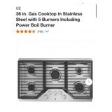 1 pcs; GE 36 in. Gas Cooktop in Stainless Steel