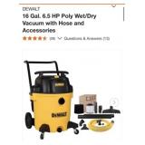 2 pcs DEWALT 16 Gal. 6.5 HP Poly Wet/Dry Vacuum