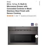 (1) Sharp 24 in. 1.2 cu. ft. Built-In Microwave