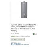 (1) new AO Smith BT-80 Conservationist 74 G